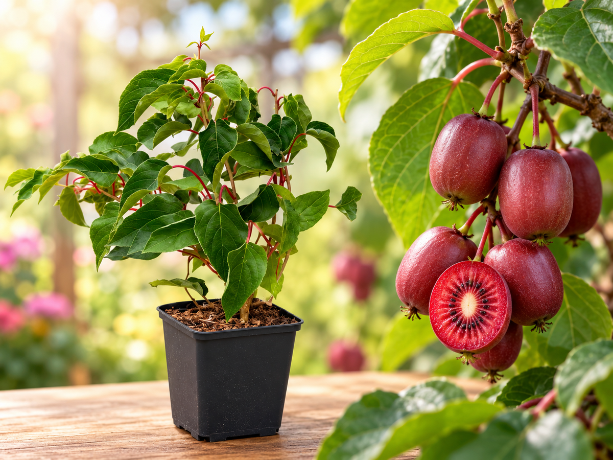 Mini Kiwi Roșu Ken's Red (Actinidia Arguta) - Butaș 20-30 cm