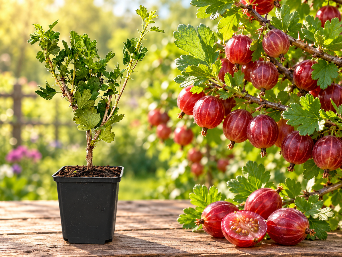 Agriș Roșu Kamieniar (Ribes Uva-Crispa) - Butaș la ghiveci, 20-30 cm