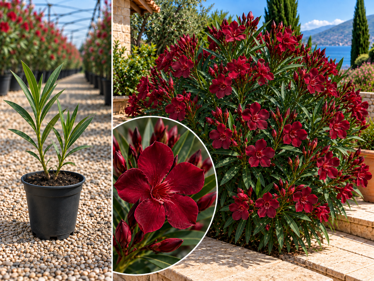 Leandru Roșu Închis Emile Sahut (Nerium Oleander) - Ghiveci 10-20 cm